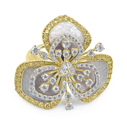 Gold and Diamond Clover Leaf Ring